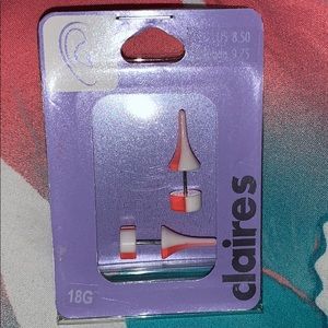 Pink and white 18G earrings